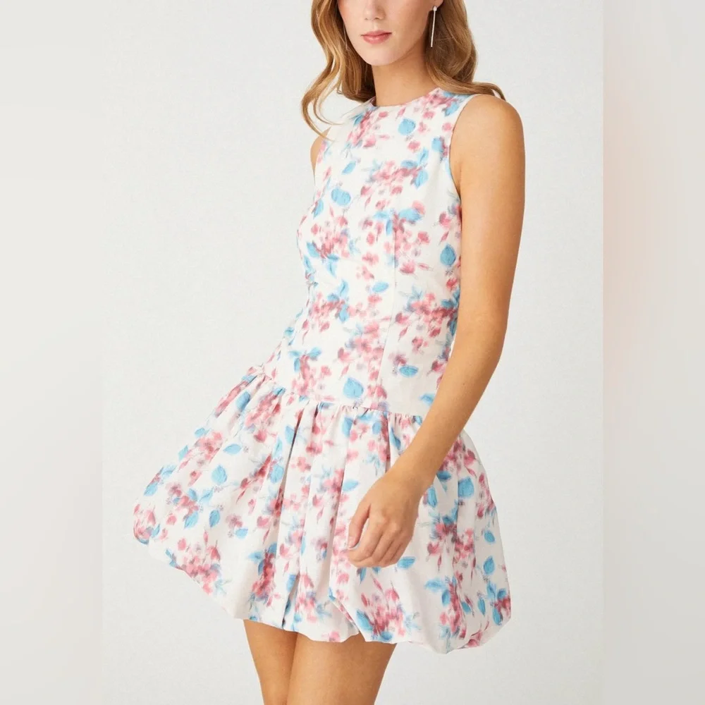 NWOT Shoshanna Raffaella Midnight Bubble Hem Dress Anthropologie Saks
